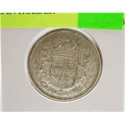 1958 CANADIAN SILVER 50 CENT PIECE IN HOLDER
