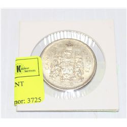 1965 CANADIAN SILVER 50 CENT PIECE IN HOLDER
