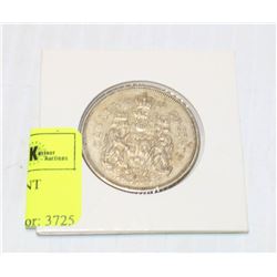 1962 CANADIAN SILVER 50 CENT PIECE IN HOLDER