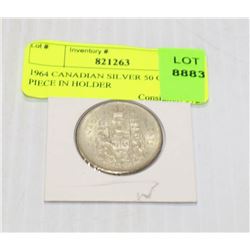 1964 CANADIAN SILVER 50 CENT PIECE IN HOLDER