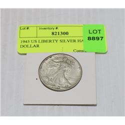 1945 US LIBERTY SILVER HALF DOLLAR