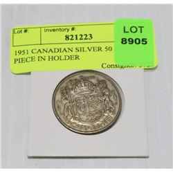1951 CANADIAN SILVER 50 CENT PIECE IN HOLDER