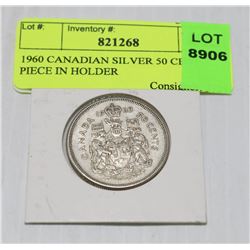 1960 CANADIAN SILVER 50 CENT PIECE IN HOLDER