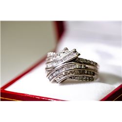 APPRAISED @ $2200.00 10KT WHITE GOLD FANCY CUT DIAMOND RING. SIZE 7