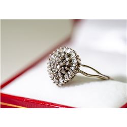 APPRAISED @ $750.00 10KT WHITE GOLD FANCY CUT DIAMOND RING. SIZE 7.5