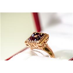 APPRAISED @ $2300.00 14KT ROSE GOLD GARNET RING. SIZE 7