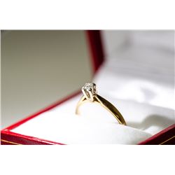APPRAISED @ $750.00 14KT YELLOW & WHITE GOLD DIAMOND SOLITAIRE RING
