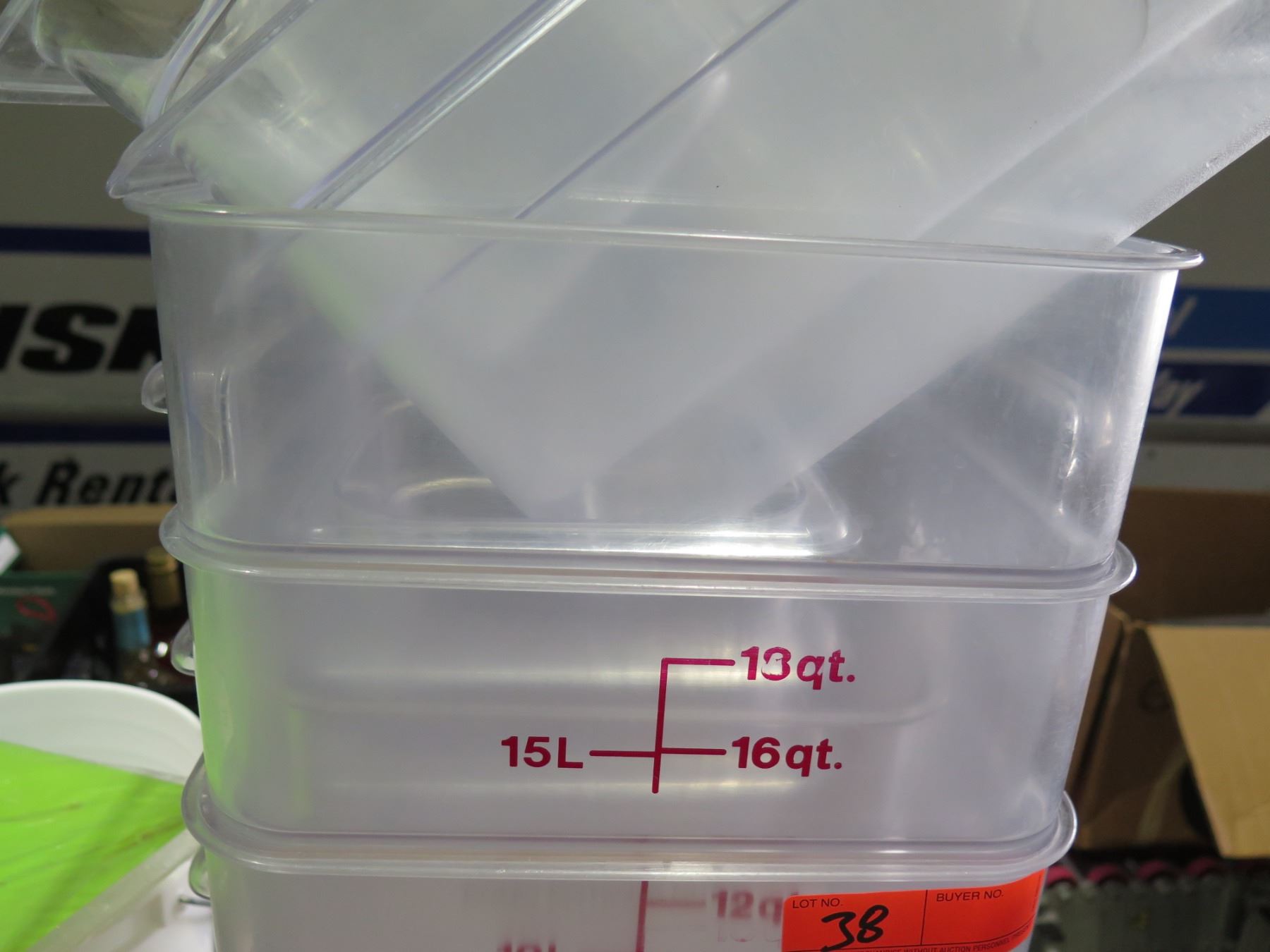 Multiple Square Plastic Measuring Containers: 18qt / 12qt, etc