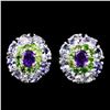 Image 1 : Natural Tanzanite Amethyst Chrome Diopside Earrings