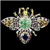 Image 1 : Natural Colombian Emerald & Rhodolite Garnet Brooch