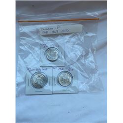 .50c piece Canadian coins lot of 3