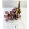 Image 1 : Vintage Large Cluster Lucite Acrylie Grapes Handcrafted Onto Real Wood Grape Branch, Great Centerpie