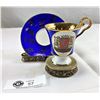 Image 1 : Vintage Hp Porcelain Kunst Germany Cup Plus Saucer Displaying The Bremen City Coat Of Arms Cobalt Bl