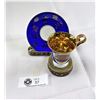 Image 2 : Vintage Hp Porcelain Kunst Germany Cup Plus Saucer Displaying The Bremen City Coat Of Arms Cobalt Bl