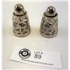 Image 1 : .925 Mexico Sterling Silver Overlay Glass Salt And Pepper Shakers, Etched Floral