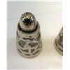 Image 2 : .925 Mexico Sterling Silver Overlay Glass Salt And Pepper Shakers, Etched Floral