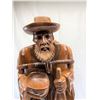 Image 2 : Detailed Wood Carving Of Old Man With Walking Stick Carrying A Bundle OF Supplies, 32"T x 10"W, Nice