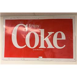 Vintage 1985 Coca-Cola Tin Sign, 60"x36", Great Garage/Man Cave Décor, LOCAL PICKUP ONLY