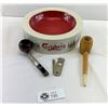 Image 1 : Vintage Carlsberg Ashtray, Henry W. King England, Valet Utility Cigar Cutter, Missouri Corn Cobs And
