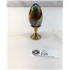 Image 1 : Glass Eye Studio, Iridescent Paperweight And Brass Hosley Stand, Signed Ges, 1993