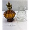 Image 1 : 1950's Oil Lamp With Glass Amber Crown Base
