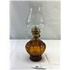 Image 2 : 1950's Oil Lamp With Glass Amber Crown Base