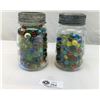 Image 1 : 2 Vintage Canning Jars Full Of Old Marbles