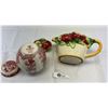 Image 2 : Nice Vintage Decorative Teapot With Apples And Vintage Masons Made In England Lidded Dish
