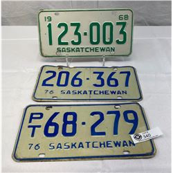 Lot Of 3 Vintage Saskatchewan License Plates