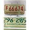 Image 2 : Nice Lot Of 3 Vintage Saskatchewan License Plates