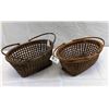 Image 1 : 2 Vintage Woven Baskets, 12.5"x9.5"x9.34"