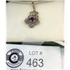 Image 1 : Art Deco Sterling Silver marcasite Pendant Set With A Genuine Amethyst, Length 1.5" Bail Chain 15.75