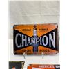 Image 2 : 3 Tin Garage/Shop Signs, Speed Demon Hot Rod Shop And 2 Champion Spark Plugs Signs