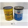 Image 1 : 2 Vintage Full Oil Cans, Pennzoil And Chevron Motor Oil Can