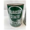 Image 2 : 3 Vintage Full Oil Cans, Quaker State, Chevron And Esso