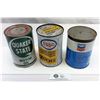 Image 3 : 3 Vintage Full Oil Cans, Quaker State, Chevron And Esso