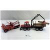 Image 1 : Die Cast Kenworth Tow Truck With Tractor And Logging Trailer With Logs