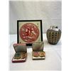 Image 4 : Nice Made In China Vase Plus Chinese Paper Cut Art In Original Box Plus 2 Decorative Asian Pieces