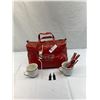 Image 1 : Vintage Leather Coca-Cola Carrying Bag Plus Cups And Pencils