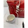 Image 2 : Vintage Leather Coca-Cola Carrying Bag Plus Cups And Pencils