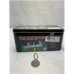 Complete Texas Poker Game In Tin Box Plus Old Esso Keychain