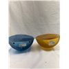 Image 4 : 2 Vintage Half Moon Terra Vase, 1 Blue Other Is Amber