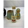 Image 3 : 1951 Chafford Black Cat Mug And Hand Made Wood Matryoshka Doll Bottle Holder With Empty Vodka Bottle