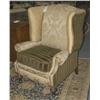 Image 1 : FRENCH UPHOLSTERED WINGBACK ARMCHAIR with vel