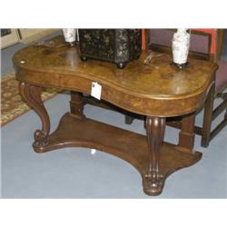 ENGLISH VICTORIAN BURL WALNUT CONSOLE TABLE w