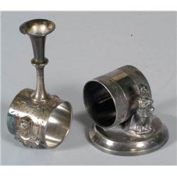 VICT SILVERPLATE NAPKIN RINGS Bud vase with E