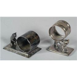 VICT SILVERPLATE NAPKIN RINGS Sitting Cat, A.