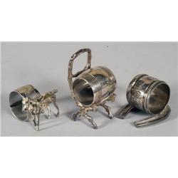 VICT SILVERPLATE NAPKIN RINGS THREE: Horse wi