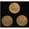 Image 1 : AMERICAN $5 GOLD PIECES (3), 1892CC, 1895 and