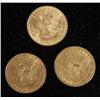 Image 2 : AMERICAN $5 GOLD PIECES (3), 1892CC, 1895 and